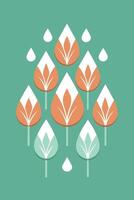 Abstract Teal Water Drop Leaf Floral Pattern Design vector
