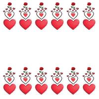 Pattern of Red Hearts on White Background vector