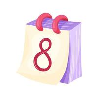 Flip calendar with number 8. Element for design on white background. Isolated illustration. vector