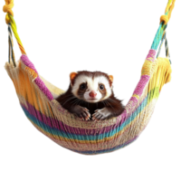 Ferret in Hammock on Transparent Background png