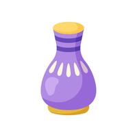 Purple Flower Vase Hand Drawn. Element for design on white background. Isolated illustration. vector