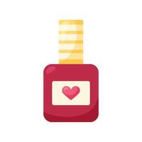 Bottle of red nail polish. Element for design on white background. Isolated illustration. vector