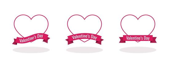Valentine's Day Heart Banner with Ribbon Template vector