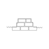 brick wall line icon in continuous line style. line art, one continuous line, simple, hand drawn and sketch concept. for icons, symbols, signs or logos vector