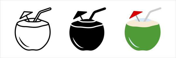 Coconut icon set. Coconut drink sign. for mobile concept and web design. illustration on white background vector