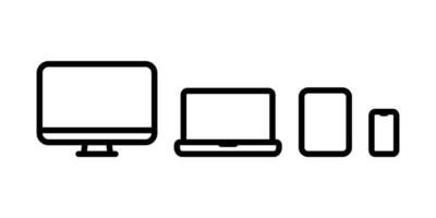 Device icon. smartphone, tablet, laptop and desktop computer symbol. for mobile concept and web design. illustration vector