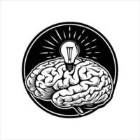 Brain Idea Icon Light Bulb With Brain vector