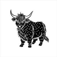 Snowy highland cattle Stock vector