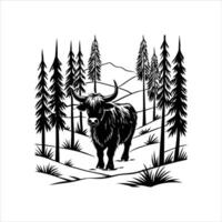 Walking highland cattle Stock vector