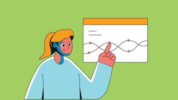 Data analysis specialist analyzing data flat design vector
