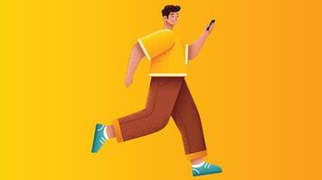 man holding phone and running model person model with different positions in isolated backdrop background vector