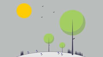 Trees in the forest with sun in background illustration vector