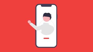 character avatar on a mobile screen flat design vector