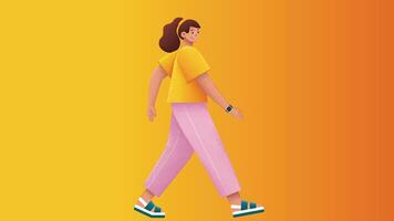 graphic girl model running in isolated backdrop background vector