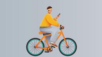 Man riding bicycle in the garden in summer vector