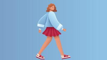 graphic girl model walks in isolated backdrop background vector