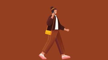 graphic person model talking in phone in isolated backdrop background vector