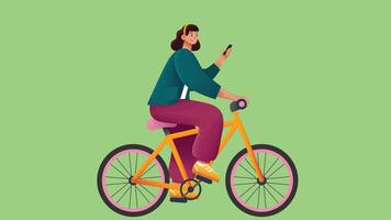graphic person model rides a bicycle in isolated backdrop background vector