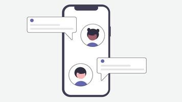 Chat mobile application demo screen flat design vector