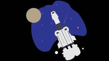 Space rocket in space going towards a planet illustration vector