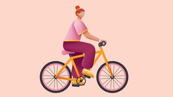 graphic person model girl on a bicycle in isolated backdrop background vector