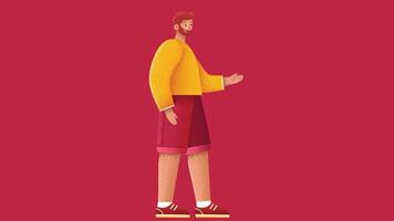 Man wears a shorts and standing in isolated color background vector