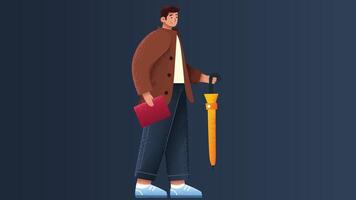 man with umbrella in hand isolated illustration vector