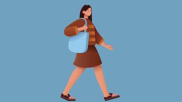 graphic person model going to work in isolated backdrop background vector