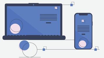 Desktop computer screen and laptop isolated illustration vector