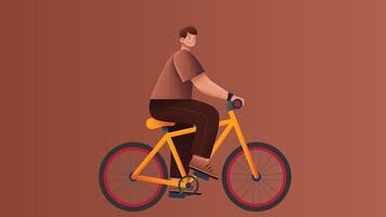 Man riding a bicycle in garden isolated background vector