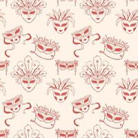 Seamless pattern of hand drawn masks for carnival vector