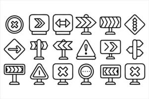 set of 30 outline icons related to signage linear vector