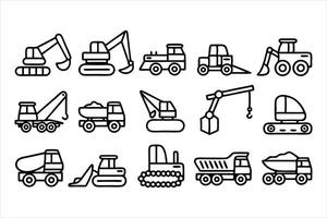 set of outline icons related to construction ma vector