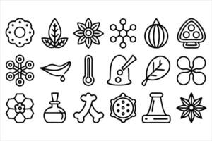 set of outline icons related to smell linear vector