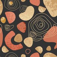 Seamless abstract pattern with organic shapes and texture, curved lines,earthy tones on a dark background.Seamless Design with Neutral Colors for print wallpaper, web, textile, paper, cover. vector