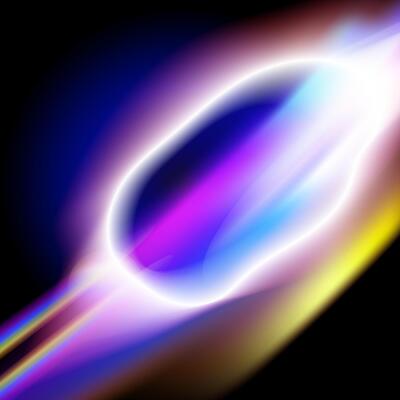 Abstract glowing shape with vibrant neon colors, light trails, and gradient effects on a dark background.Futuristic design background.Radiant Glow with Motion Blur in Cosmic Style. illustration