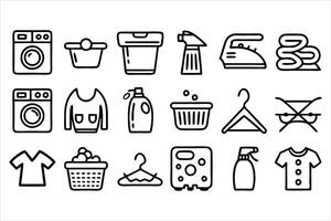 Laundry Routine Linear Icons vector