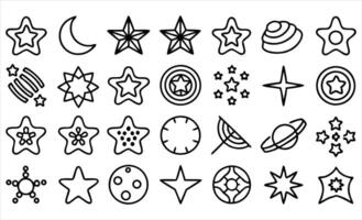 set of outline icons related to star linear ic white background vector