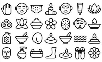 set of outline icons related to spa linear ico vector