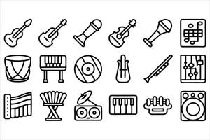 set of outline icons related to musical instrum vector