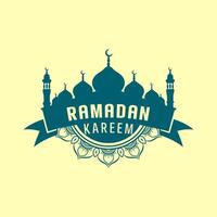 Mosque with Ramadan Kareem greeting. vector
