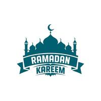 Silhouette of a mosque with Ramadan Kareem greeting. vector