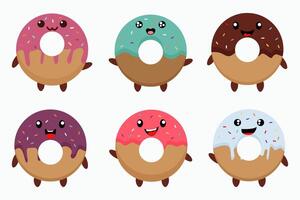 Kawaii Donut Characters vector