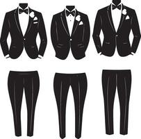 Classic Suit and Tuxedo Set for Luxury Design Projects vector