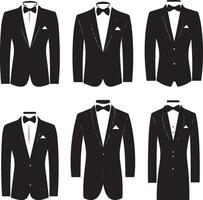 Elegant Suit and Tuxedo Silhouette Set for Formal Event Designs vector