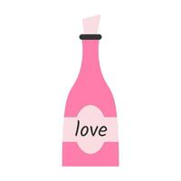 Pink love champagne bottle. illustration. vector