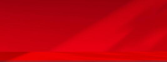 Red background for Valentine or Chinese New Year backdrop,Studio red wall interior with light, shadow leaves on Platform 3d Podium for Product Display, scene design web banner for Sale,Promotion vector