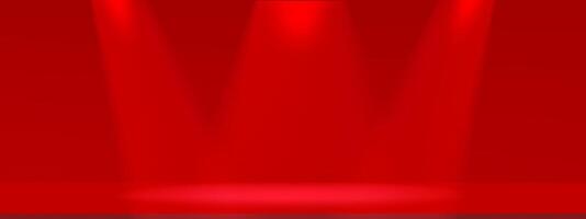 Red background for Valentine or Chinese New Year backdrop,Studio red wall interior with spotlight on Platform 3d Podium for Product Display, scene design web banner for holiday Sale,Promotion vector