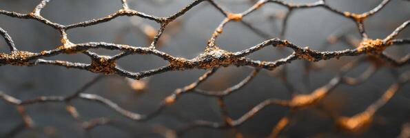 Close-up of rusty wire mesh pattern showcasing corrosion and industrial texture photo