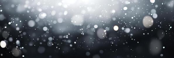 Enchanting winter snowfall with bokeh light and soft focus for seasonal design photo